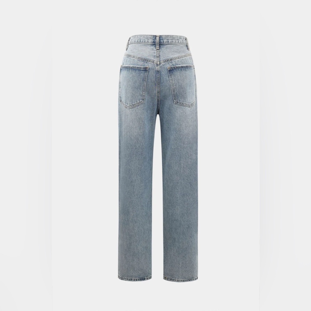 075. Micas Asymmetric Waist Straight Leg Jeans Medium - Picture 2 of 3